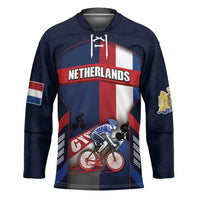 Personalized Netherlands Cycling Hockey Jersey Sporty Style Navy - Wonder Print Shop