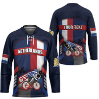 Personalized Netherlands Cycling Hockey Jersey Sporty Style Navy - Wonder Print Shop