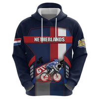 Personalized Netherlands Cycling Hoodie Sporty Style Navy - Wonder Print Shop