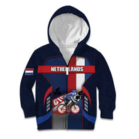 Personalized Netherlands Cycling Kid Hoodie Sporty Style Navy - Wonder Print Shop