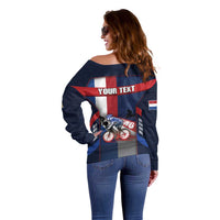 Personalized Netherlands Cycling Off Shoulder Sweater Sporty Style Navy - Wonder Print Shop