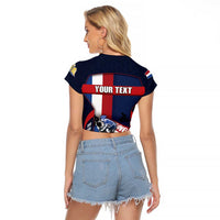 Personalized Netherlands Cycling Raglan Cropped T Shirt Sporty Style Navy - Wonder Print Shop