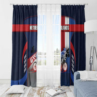 Netherlands Cycling Window Curtain Sporty Style Navy - Wonder Print Shop