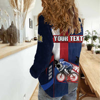 Personalized Netherlands Cycling Women Casual Shirt Sporty Style Navy - Wonder Print Shop