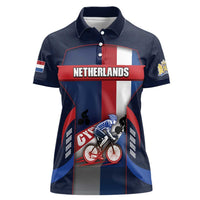 Personalized Netherlands Cycling Women Polo Shirt Sporty Style Navy - Wonder Print Shop