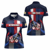 Personalized Netherlands Cycling Women Polo Shirt Sporty Style Navy - Wonder Print Shop