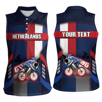 Personalized Netherlands Cycling Women Sleeveless Polo Shirt Sporty Style Navy - Wonder Print Shop