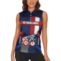 Personalized Netherlands Cycling Women Sleeveless Polo Shirt Sporty Style Navy - Wonder Print Shop