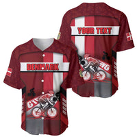 Personalized Denmark Cycling Baseball Jersey Sporty Style Red - Wonder Print Shop