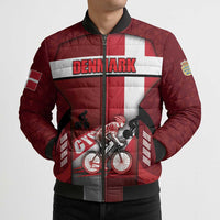 Personalized Denmark Cycling Bomber Puffer Jacket Sporty Style Red - Wonder Print Shop