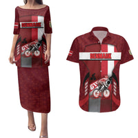 Personalized Denmark Cycling Couples Matching Puletasi and Hawaiian Shirt Sporty Style Red - Wonder Print Shop