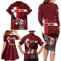 Personalized Denmark Cycling Family Matching Long Sleeve Bodycon Dress and Hawaiian Shirt Sporty Style Red - Wonder Print Shop