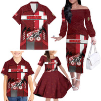 Personalized Denmark Cycling Family Matching Off The Shoulder Long Sleeve Dress and Hawaiian Shirt Sporty Style Red - Wonder Print Shop