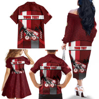 Personalized Denmark Cycling Family Matching Off The Shoulder Long Sleeve Dress and Hawaiian Shirt Sporty Style Red - Wonder Print Shop