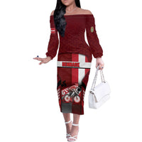 Personalized Denmark Cycling Family Matching Off The Shoulder Long Sleeve Dress and Hawaiian Shirt Sporty Style Red - Wonder Print Shop