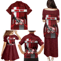 Personalized Denmark Cycling Family Matching Puletasi and Hawaiian Shirt Sporty Style Red - Wonder Print Shop