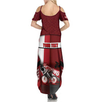 Personalized Denmark Cycling Family Matching Summer Maxi Dress and Hawaiian Shirt Sporty Style Red - Wonder Print Shop