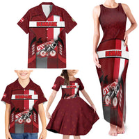 Personalized Denmark Cycling Family Matching Tank Maxi Dress and Hawaiian Shirt Sporty Style Red - Wonder Print Shop
