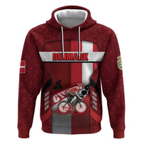Personalized Denmark Cycling Hoodie Sporty Style Red - Wonder Print Shop