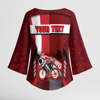 Personalized Denmark Cycling Kimono Sleeve Blouse Sporty Style Red - Wonder Print Shop