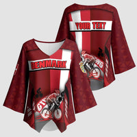 Personalized Denmark Cycling Kimono Sleeve Blouse Sporty Style Red - Wonder Print Shop