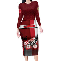 Personalized Denmark Cycling Long Sleeve Bodycon Dress Sporty Style Red - Wonder Print Shop