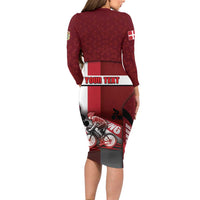 Personalized Denmark Cycling Long Sleeve Bodycon Dress Sporty Style Red - Wonder Print Shop