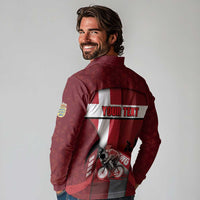 Personalized Denmark Cycling Long Sleeve Polo Shirt Sporty Style Red - Wonder Print Shop