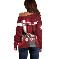Personalized Denmark Cycling Off Shoulder Sweater Sporty Style Red - Wonder Print Shop