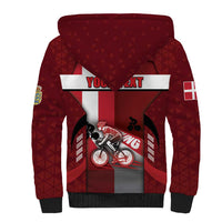 Personalized Denmark Cycling Sherpa Hoodie Sporty Style Red - Wonder Print Shop