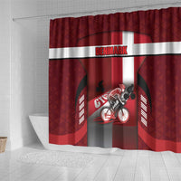 Denmark Cycling Shower Curtain Sporty Style Red - Wonder Print Shop