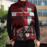 Personalized Denmark Cycling Sleeveless Puffer Jacket Sporty Style Red - Wonder Print Shop