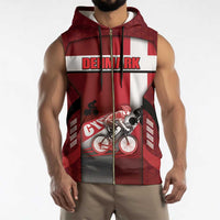 Personalized Denmark Cycling Sleeveless Zip Hoodie Sporty Style Red - Wonder Print Shop