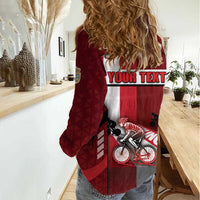 Personalized Denmark Cycling Women Casual Shirt Sporty Style Red - Wonder Print Shop