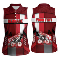 Personalized Denmark Cycling Women Sleeveless Polo Shirt Sporty Style Red - Wonder Print Shop