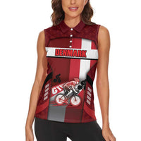 Personalized Denmark Cycling Women Sleeveless Polo Shirt Sporty Style Red - Wonder Print Shop