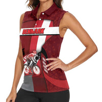 Personalized Denmark Cycling Women Sleeveless Polo Shirt Sporty Style Red - Wonder Print Shop