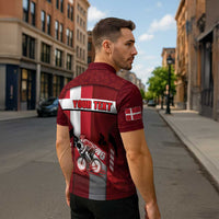 Personalized Denmark Cycling Zipper Polo Shirt Sporty Style Red - Wonder Print Shop