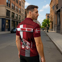 Personalized Denmark Cycling Zipper Polo Shirt Sporty Style Red - Wonder Print Shop