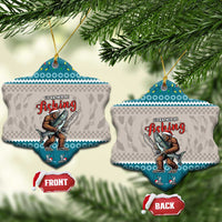Fishing Christmas Ceramic Ornament Bigfoot Xmas Funny Style - Wonder Print Shop