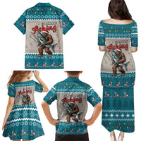 Bigfoot Fishing Christmas Family Matching Puletasi and Hawaiian Shirt Funny Style - Wonder Print Shop