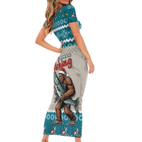 Bigfoot Fishing Christmas Family Matching Short Sleeve Bodycon Dress and Hawaiian Shirt Funny Style - Wonder Print Shop