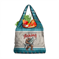 Bigfoot Fishing Christmas Grocery Bag Funny Style - Wonder Print Shop