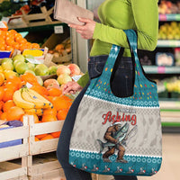 Bigfoot Fishing Christmas Grocery Bag Funny Style - Wonder Print Shop