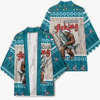 Bigfoot Fishing Christmas Kimono Funny Style - Wonder Print Shop