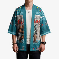 Bigfoot Fishing Christmas Kimono Funny Style - Wonder Print Shop