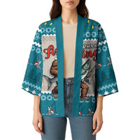 Bigfoot Fishing Christmas Kimono Funny Style - Wonder Print Shop