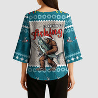 Bigfoot Fishing Christmas Kimono Sleeve Blouse Funny Style - Wonder Print Shop