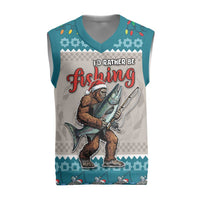 Fishing Christmas Knitted V-Neck Vest Bigfoot Xmas Funny Style - Wonder Print Shop