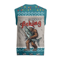 Fishing Christmas Knitted V-Neck Vest Bigfoot Xmas Funny Style - Wonder Print Shop
